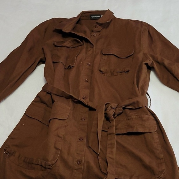 Brown Utility Shirt Dress - Picture 4 of 6